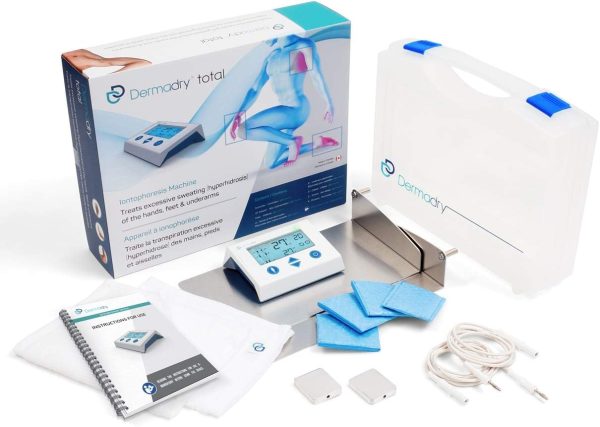 Dermadry Total - Iontophoresis Device to Treat Hyperhidrosis for Home Use – Excessive Sweating Treatment – Cost-Effective Sweat Treatment for Hands, Feet, and Underarms