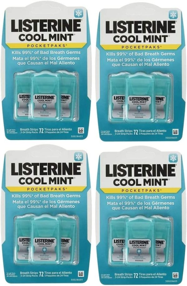 Listerine Cool Mint Pocketpak Breath Strip, (Pack of 12)